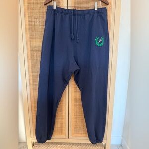 PINK Victoria’s Secret Navy Sweatpants with Green Logo, Size XL